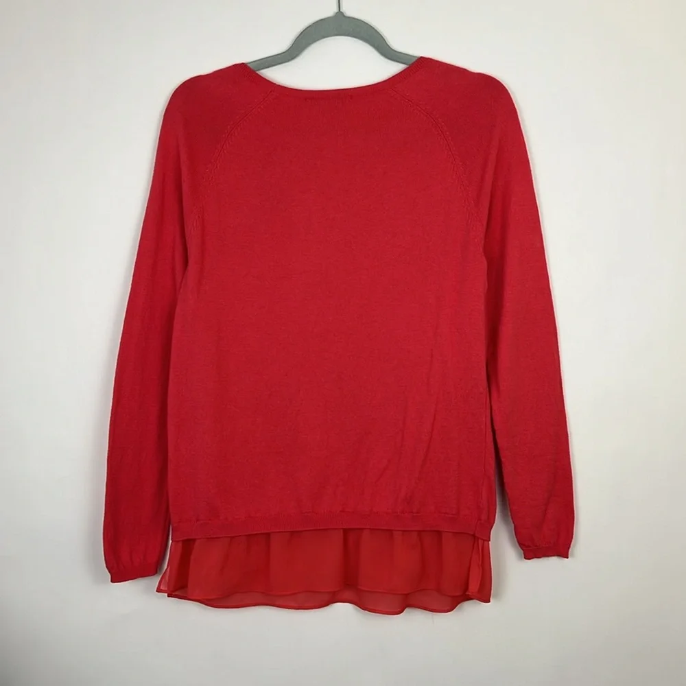 DKNYC blouse with layered hem in vibrant coral color M - Picture 2 of 9